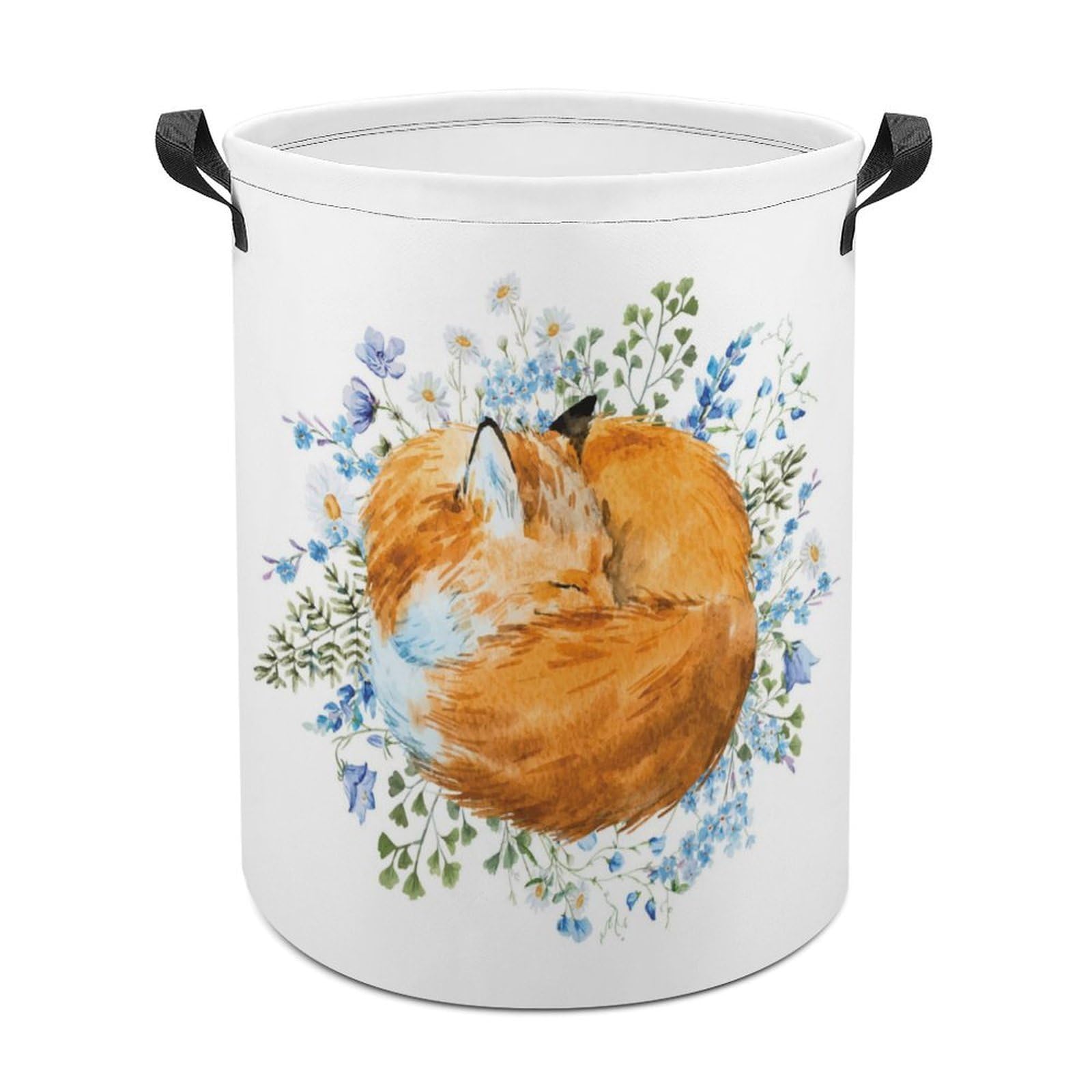 MHYRAC Laundry Hamper, Watercolor Foxes Laundry Basket, Washing Basket with Handle