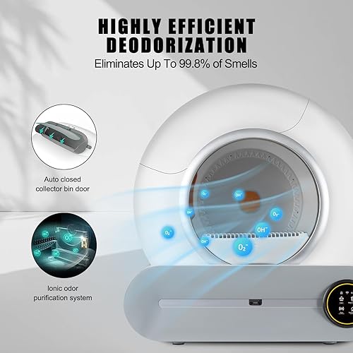 Miniatura 3 de Caja de arena para gatos autolimpiante (2024), caja de arena automática extra grande de 65 L + 9 L para múltiples gatos, cuenta con esterilización y