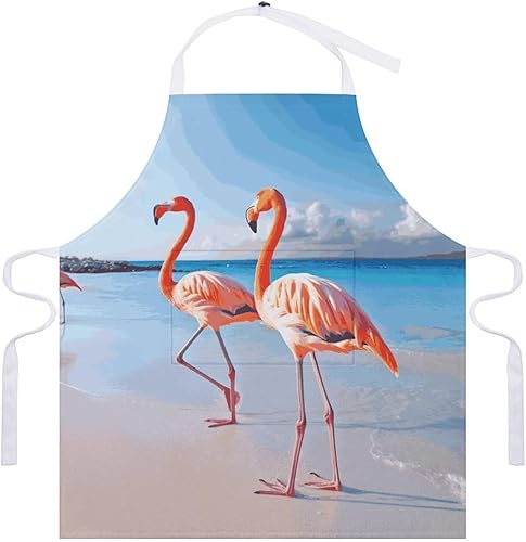 Miniatura 7 de MUSM Pink Flamingo on Beach ApronClassic Vintage Funny with Pockets Aprons,Adjustable Bib Waterdrop Resistant for Kitchen Cooking Restaurant BBQ