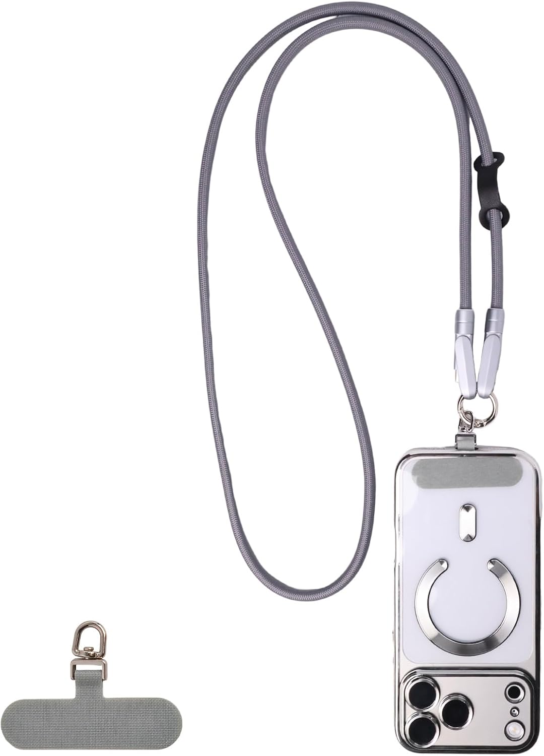 Silvery Phone Wrist Strap for Women Metal Phone Chain Compatible with All Smartphones