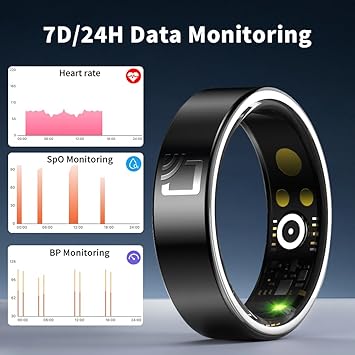 Ceramic Smart Ring for Men Women -Sleep Tracker Ring with Heart Rate Monitor,Blood Oxygen, Blood Pressure and Pedometer Ring, 8 Sport Modes Fitness Tracker (#13)