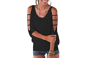 Womens Summer Cold Shoulder Tops 3/4 Sleeve T Shirts for Sexy Alluring Look 2023