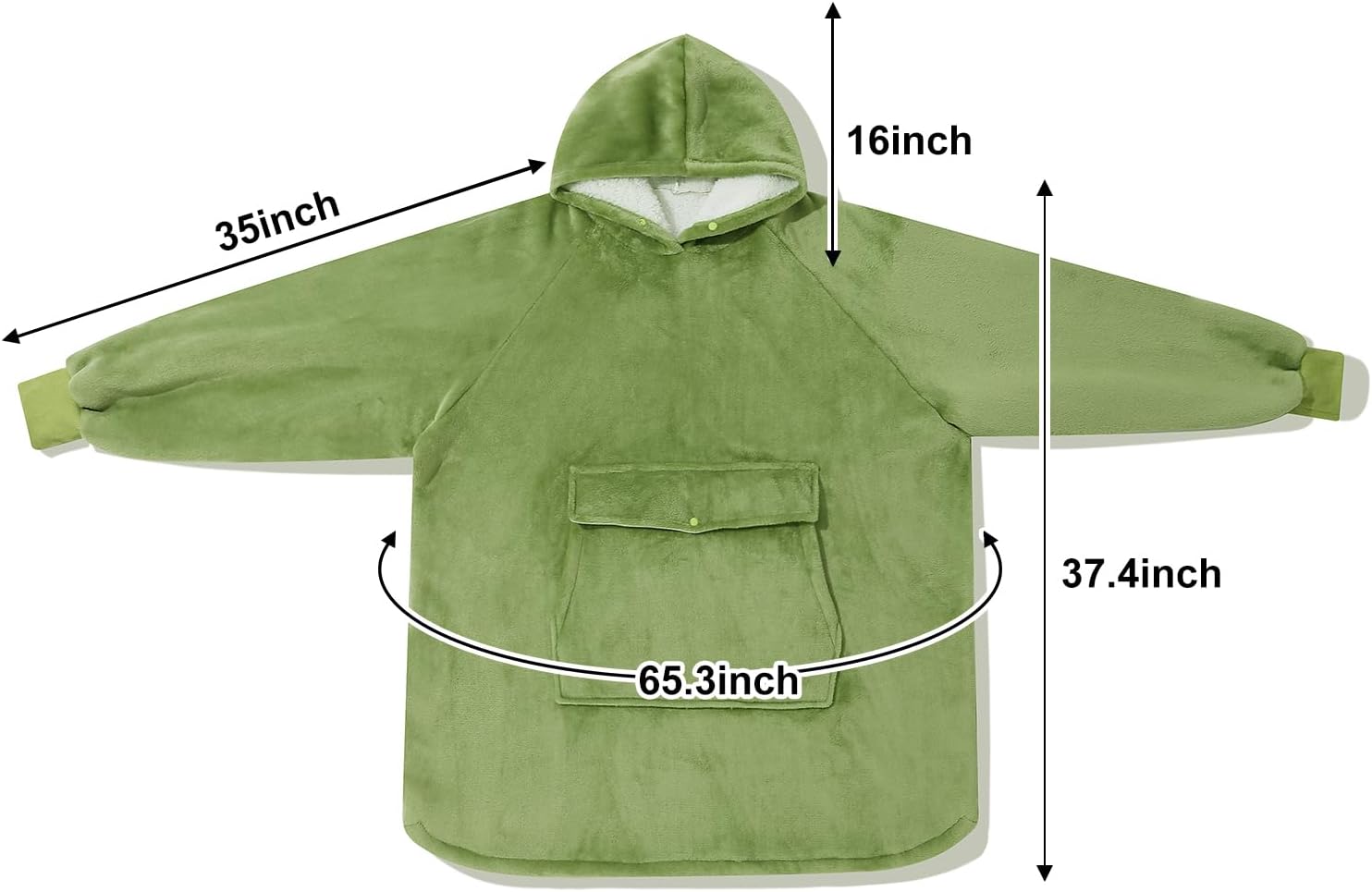 Krifey Wearable Blanket Hoodie, Oversized Sherpa Fleece Sweatshirt with Giant Pocket, Birthday Gifts for Women, Mom, Sister, Misty Sage
