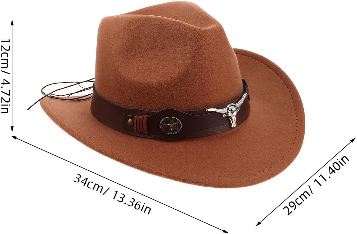 VOSAREA 4pcs Wide Brim Cowboy Hat Woolen Cloth Adjustable Western Hat Multi image 2