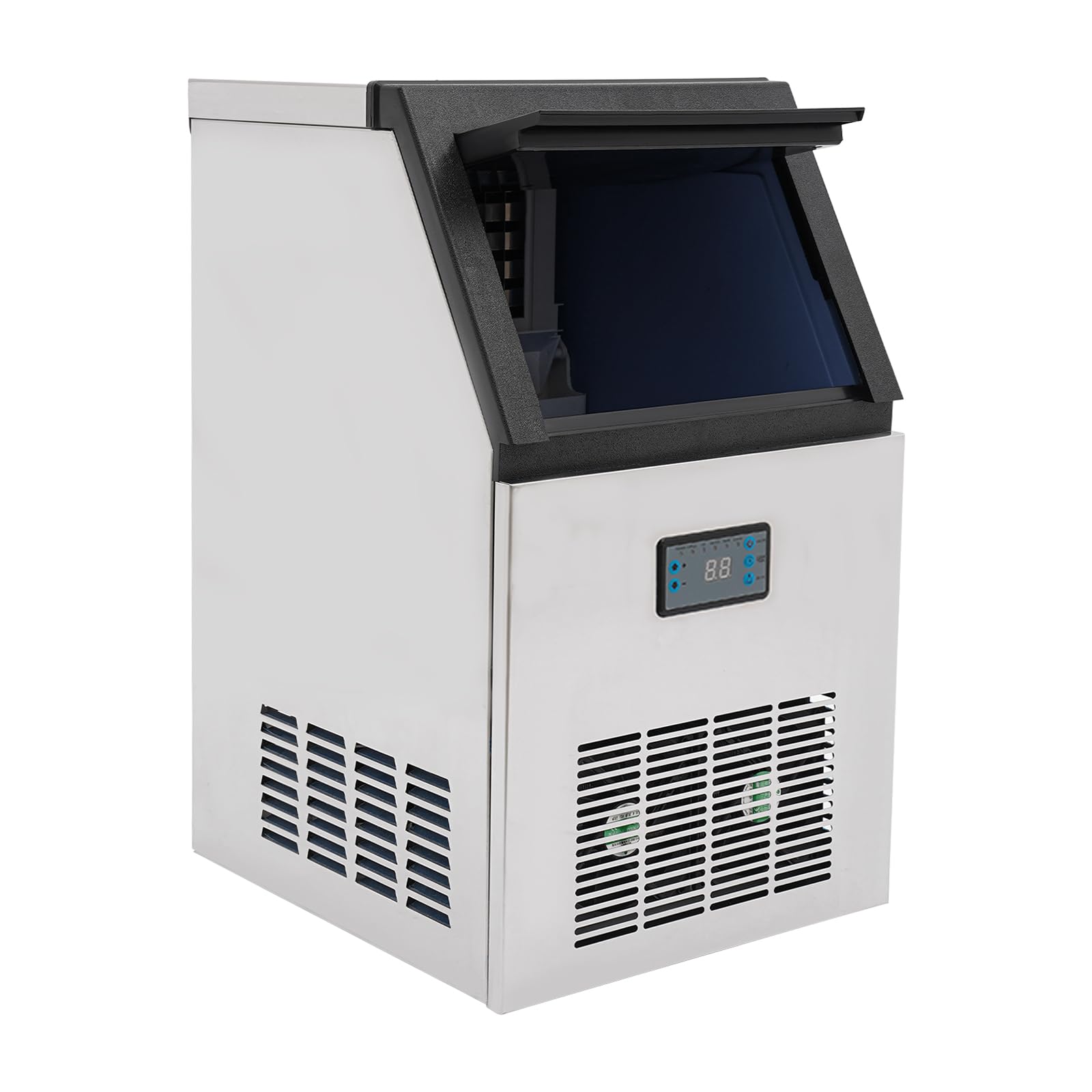Macchina per cubetti di ghiaccio commerciale 75KG/24H per cubetti di ghiaccio commerciali in acciaio inox, per casa, ufficio, ristorante, bar, caffettiera