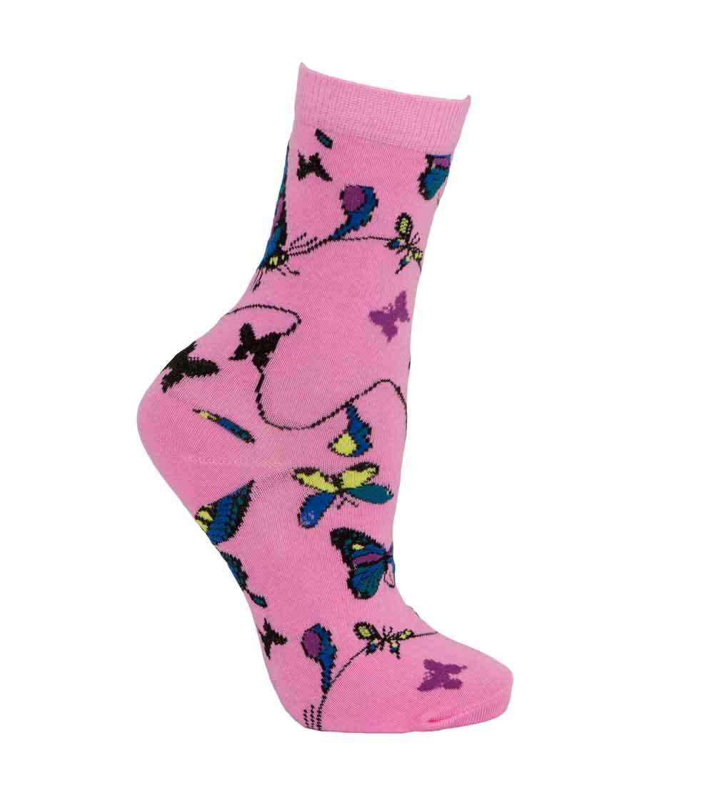 M Macahel Pink Macahel Premium Cotton Ankle Socks With Butterfly Pattern