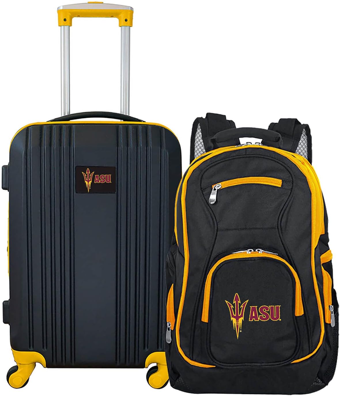 Arizona State University Sun Devils 2-Piece Luggage Set, Includes 21-inch Two-Tone Hardcase Spinner and 19" Laptop Backpack