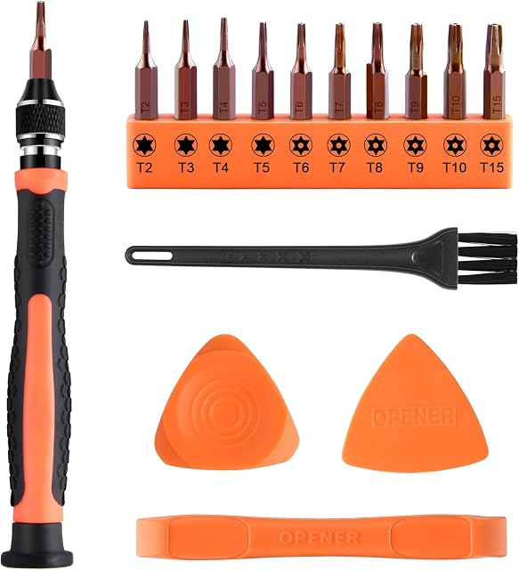 NEBURORA 10 in 1 Torx Screwdriver Set with T2 T3 T4 T5 T6 T7 T8 T9 T10 T15 Interchangeable Magnetic Torx Bit & Opening Tool,Torx Security Screwdriver Set for Phone/Mac/Computer/Xbox/PS4