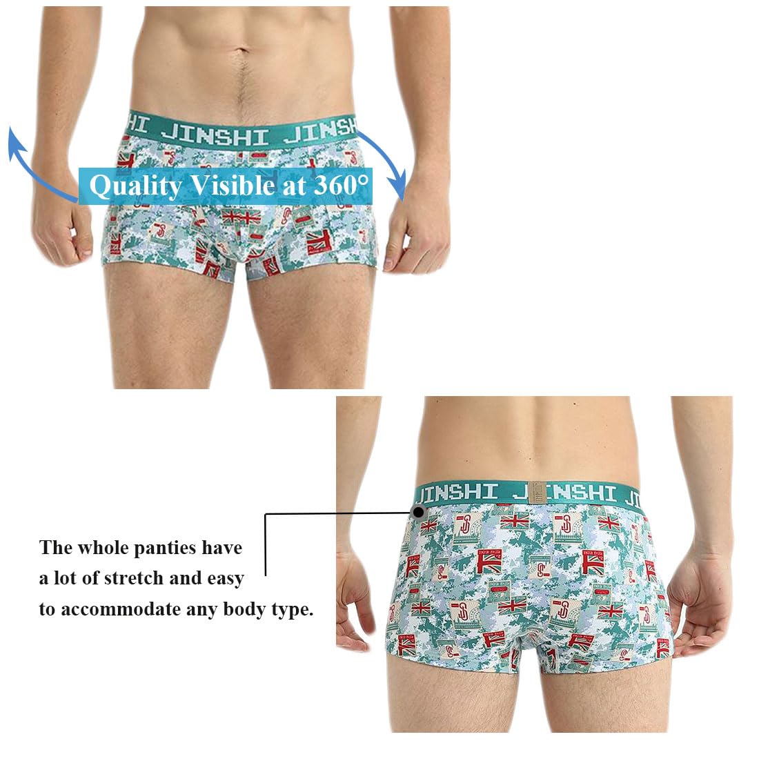 JINSHI Calzoncillos tipo bóxer de bambú para hombre, con cintura al azar