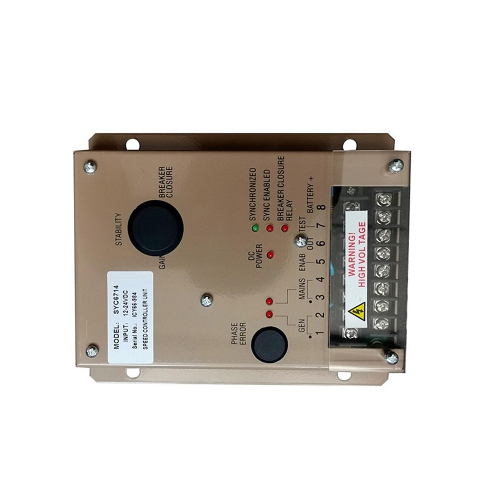Generator Speed Control Módulo Controlador electrónico del regulador de Velocidad de la Unidad de Control del sincronizador SYC6714