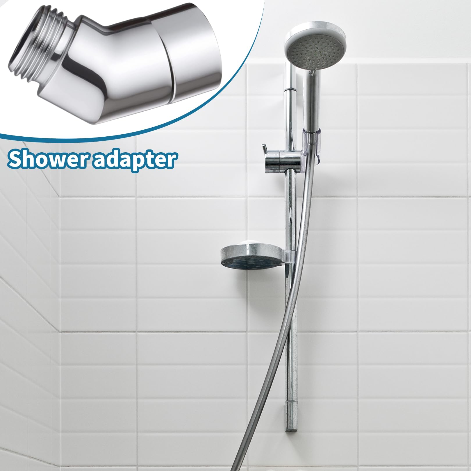 Shower Hose Adapter,Shower Head Adapter,Shower Curved Hose Extender Connector,Shower Head Holder Angled Adapter,135 Degree G1/2" Wall Mounted Pipe Elbow,for Bathroom Handheld Fixed Hoses - Image 4