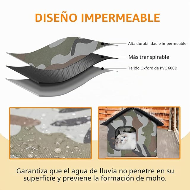 Foto 6 de 8 de WHDPETS Casa para Gatos, Cama Gato Cueva Resistente Al Calor y Al Frío, Fácil de Limpiar