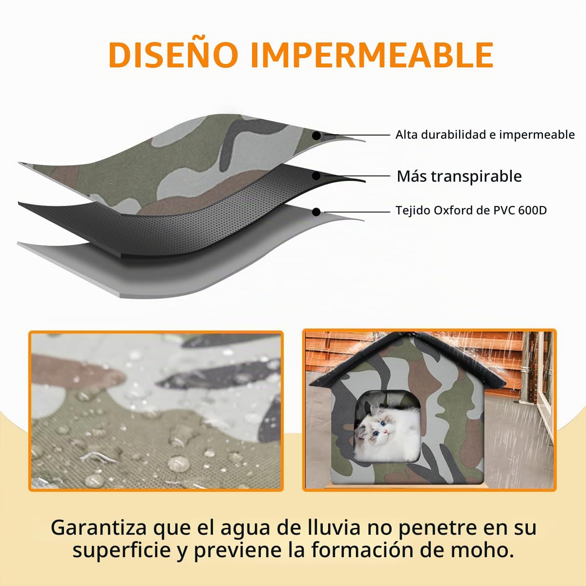 Casa para Gatos, Cama Gato Cueva Resistente Al Calor y Al Frío, Fácil de Limpiar, Casa para Gatos Exterior para Gatos y Perros Callejeros 35 X 36 X 39cm