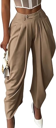 Unybwonn Womens Dress Slacks Pants Casual Pleated Business Work Pants Wide Leg High Waisted Palazzo Pants Trousers