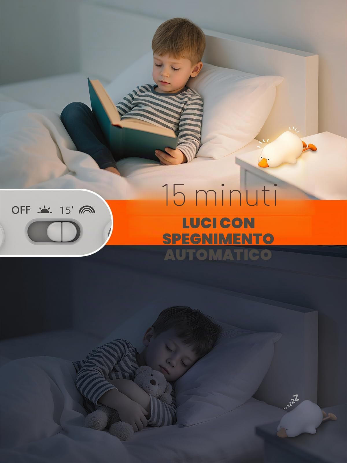 Smiling Shark Carino Lampada Notturne, Oca Ricaricabile LED Notturna Silicone Luce Sensore Tattile 3 Luminosità & RGB Cute Night Light Timer 15 Minuti Luci Notturne per Bambini Decorazione Regali