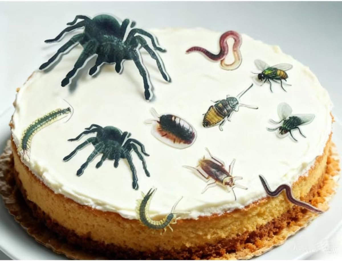 70x Edible Wafer Spider, Bug Cupcake Topper, Pre-cut Funny Party Cake Decoration