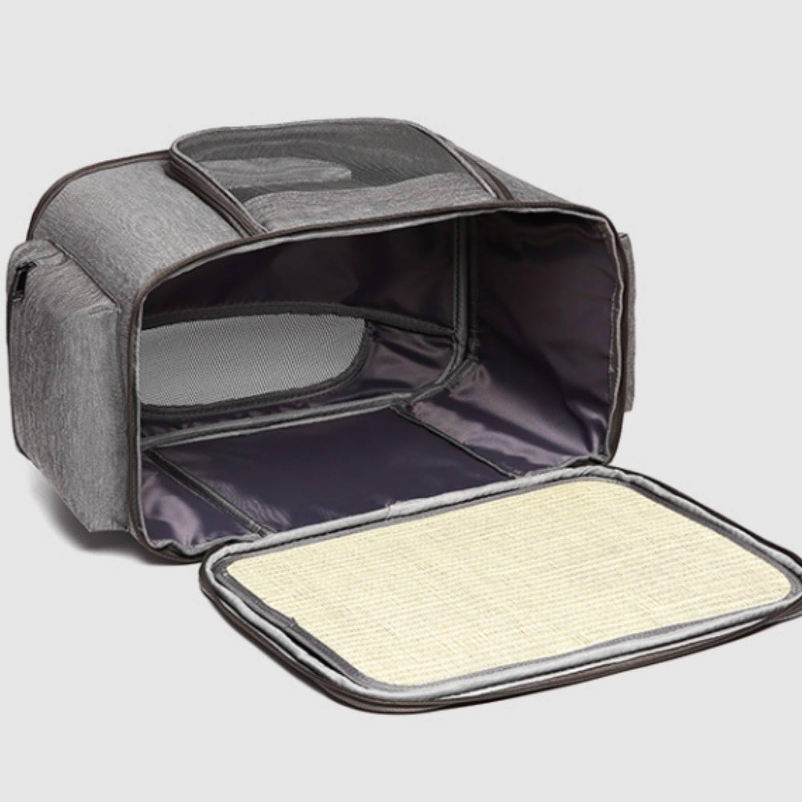 Transportín con Correa Hombro Suave Transportín con Paneles Malla Transpirable Bolsa Transporte Correa Hombro para Paseos, Azul