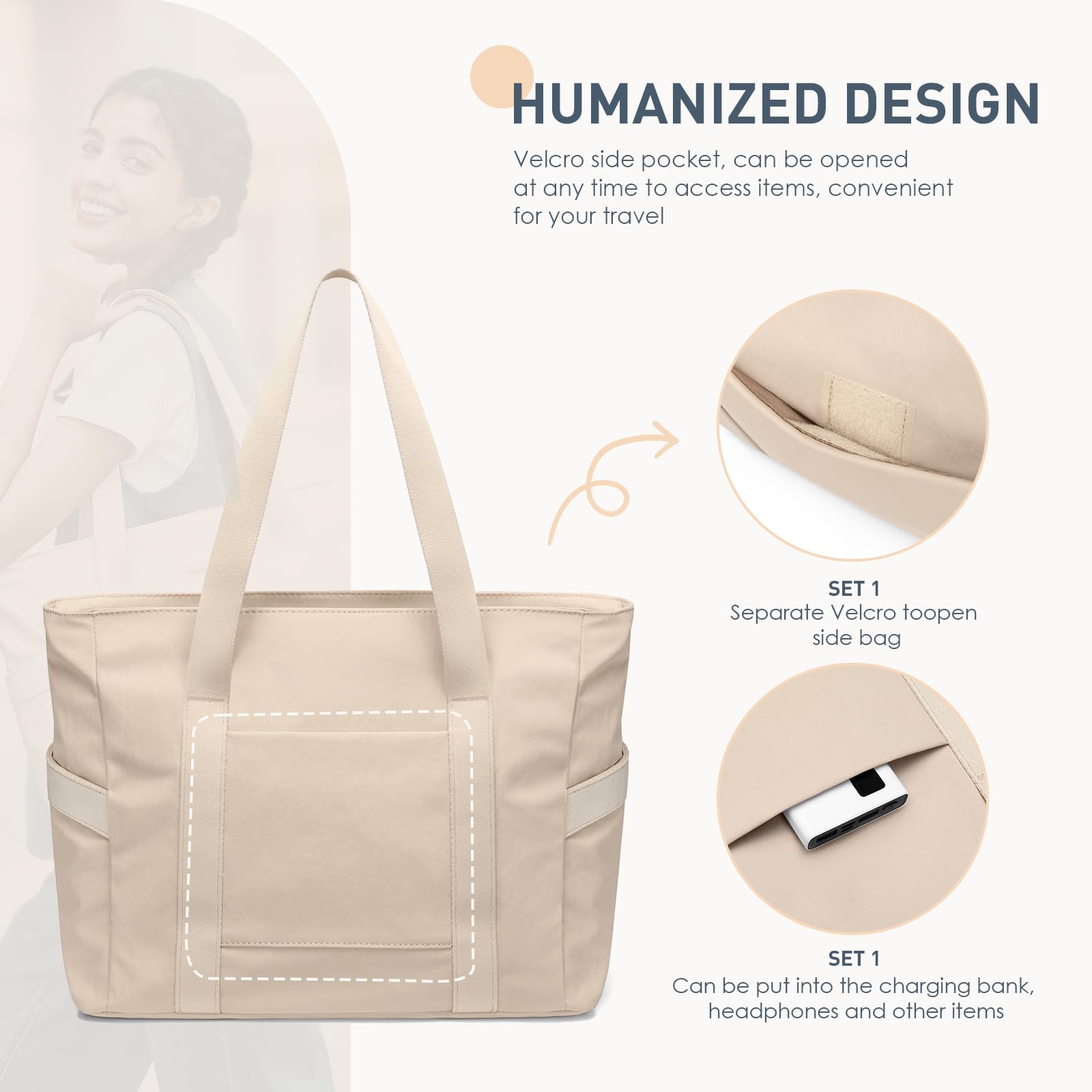 GOLF SUPAGS Bolsa Tote para Mujeres Bolso Hombro Multifuncional para Mujer de 14 Pulgadas Bolsa Tote Ligera para Negocios, Escuela, Viajes