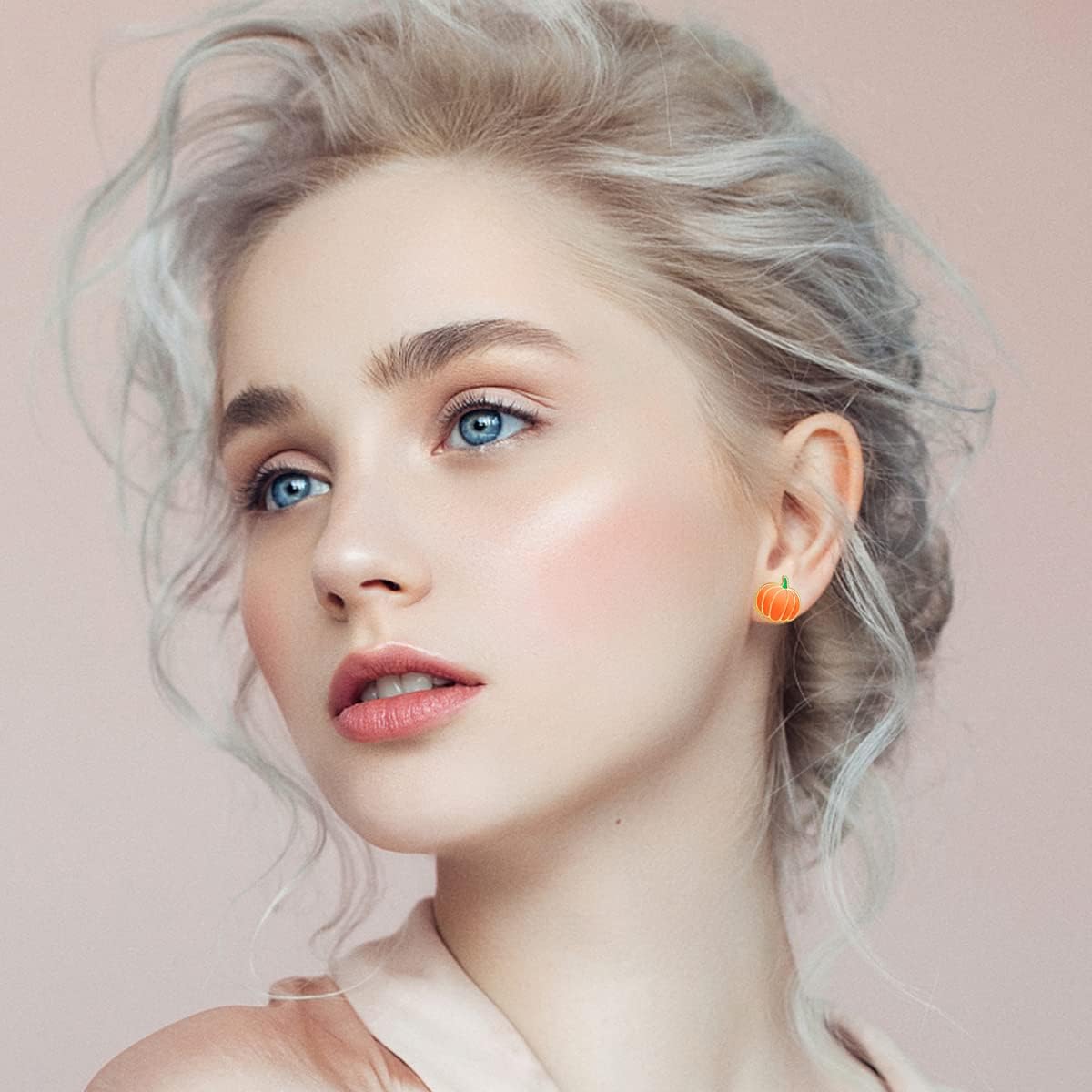 Pumpkin Earrings 925 Sterling Silver Gold Plated Pumpkin Stud Earring Halloween Party Jewelry Thanksgiving Gift Fall Earrings for Women - Image 6