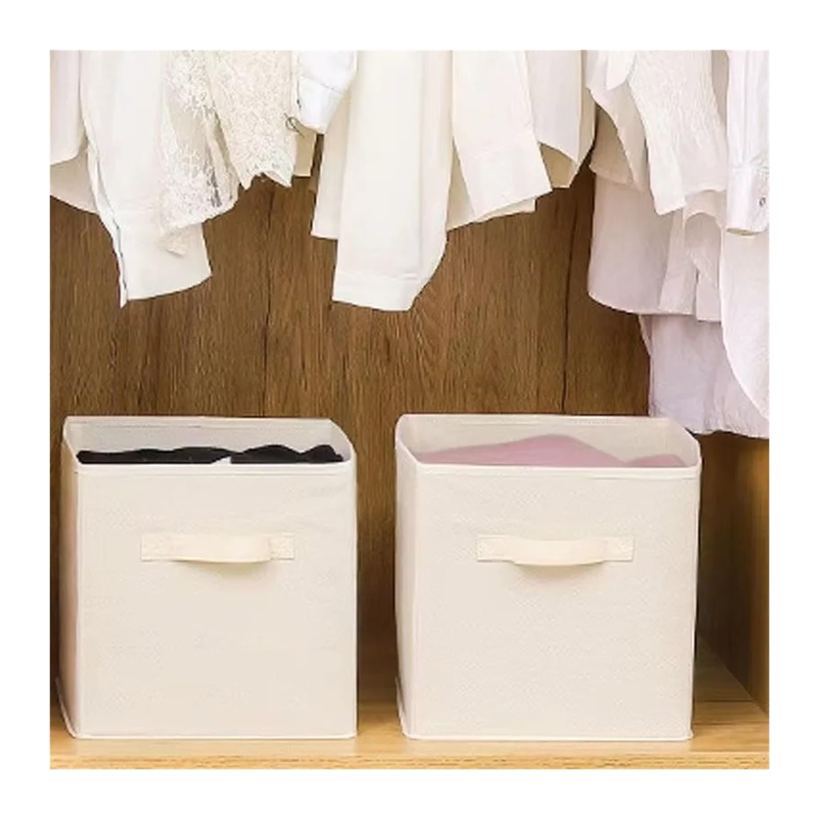 Aufbewahrungsboxen Stoff Würfelförmiger Aufbewahrungskorb aus Stoff, Faltbare Aufbewahrungsbox for Haushaltswaren, Aufbewahrungsorganizer for Schränke und Schubladen(Pink)