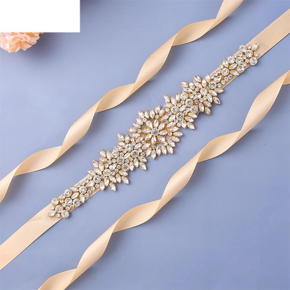 Cinturones de vestidos de novia, cinturones dorados para mujer, cinta de diamantes de imitación, accesorios de boda