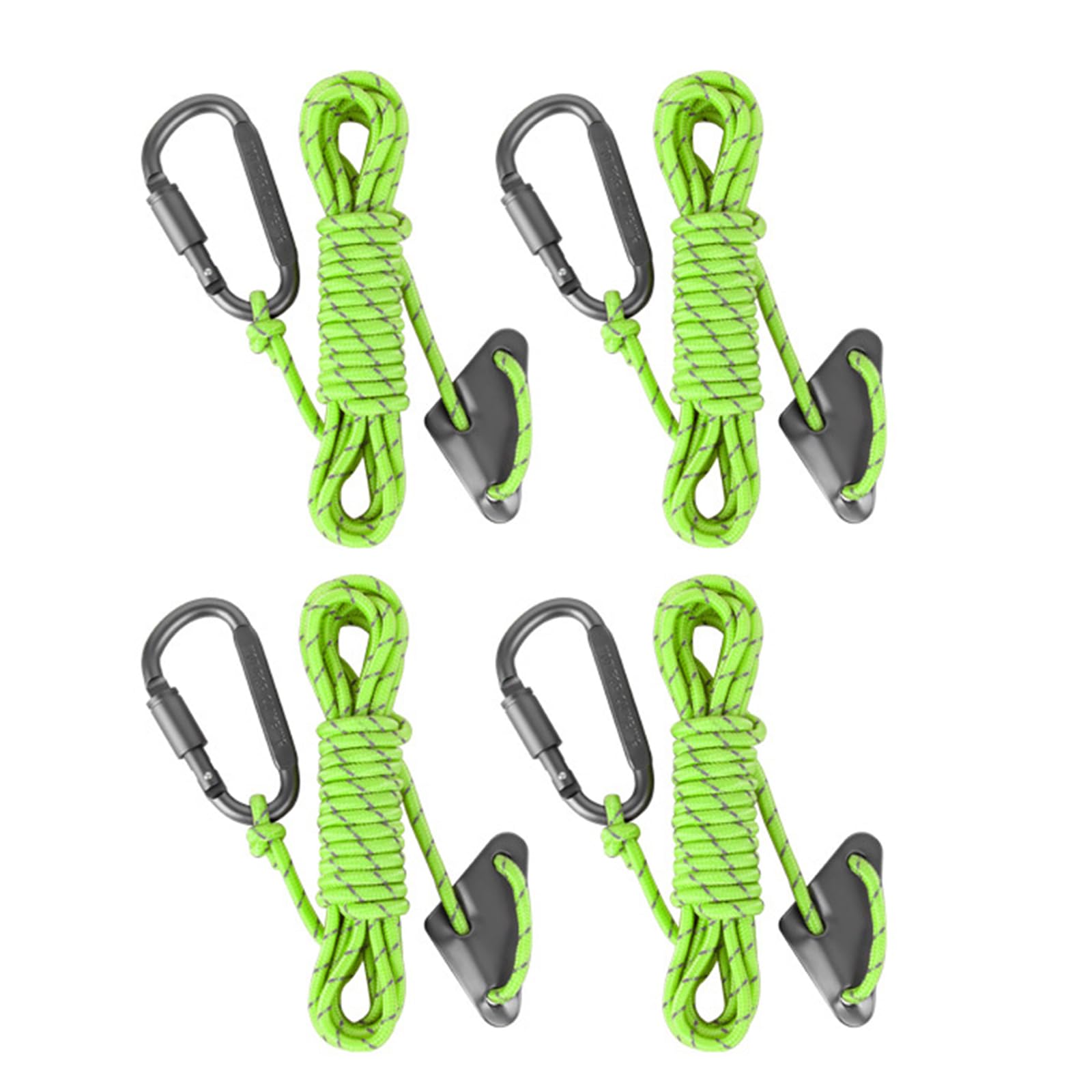 4Pcs Reflective Tent Guy Rope Outdoor Tent Guide Rope with Locking Carabiner Clip Winds Line for Awning Camping Enduring Winds Line with Aluminum Guy Tensioner