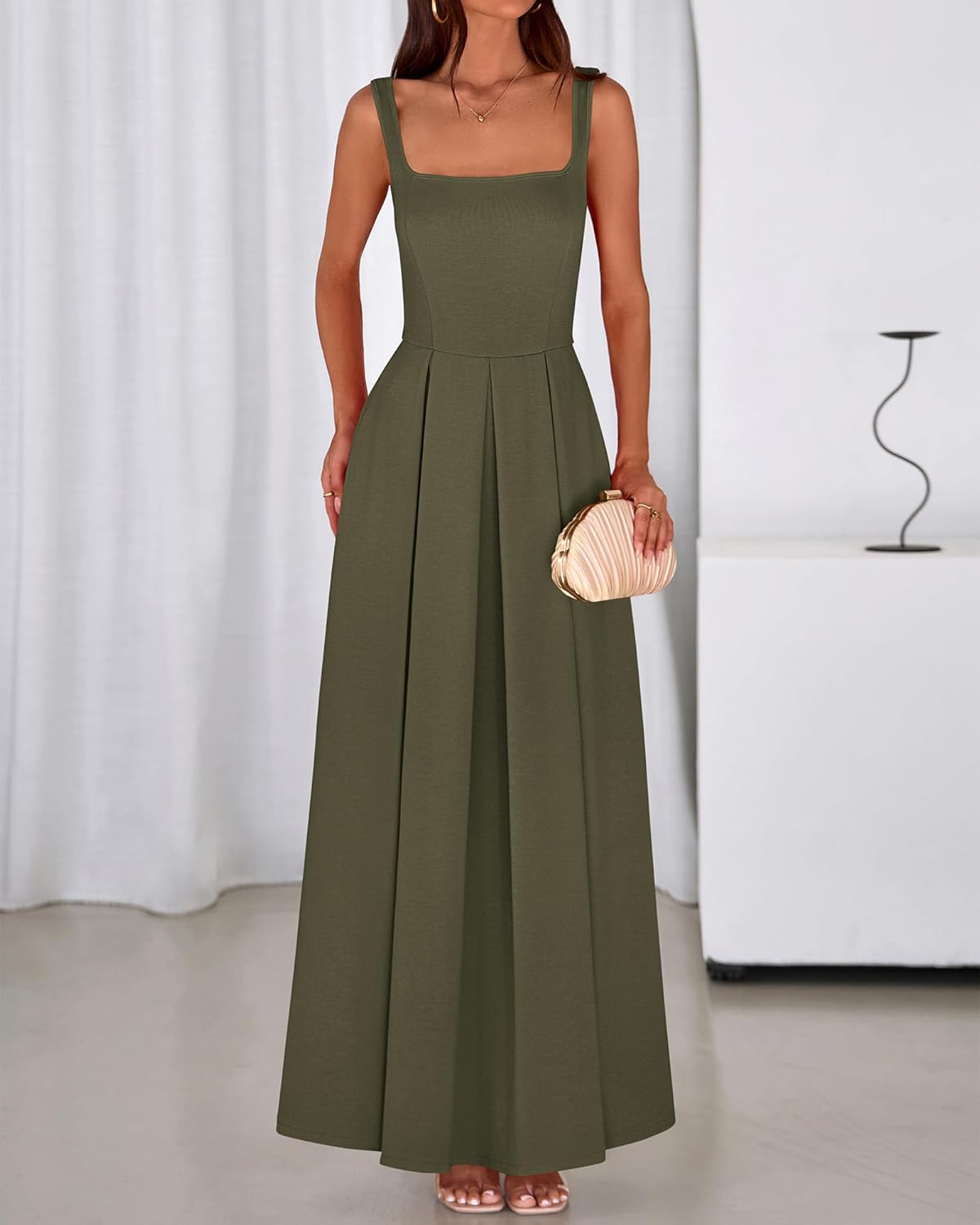 BTFBM Women Summer Square Neck Maxi Dress Spring 2026 Elegant Classy Sleeveless Formal Wedding Guest Cocktail Dresses - Image 4
