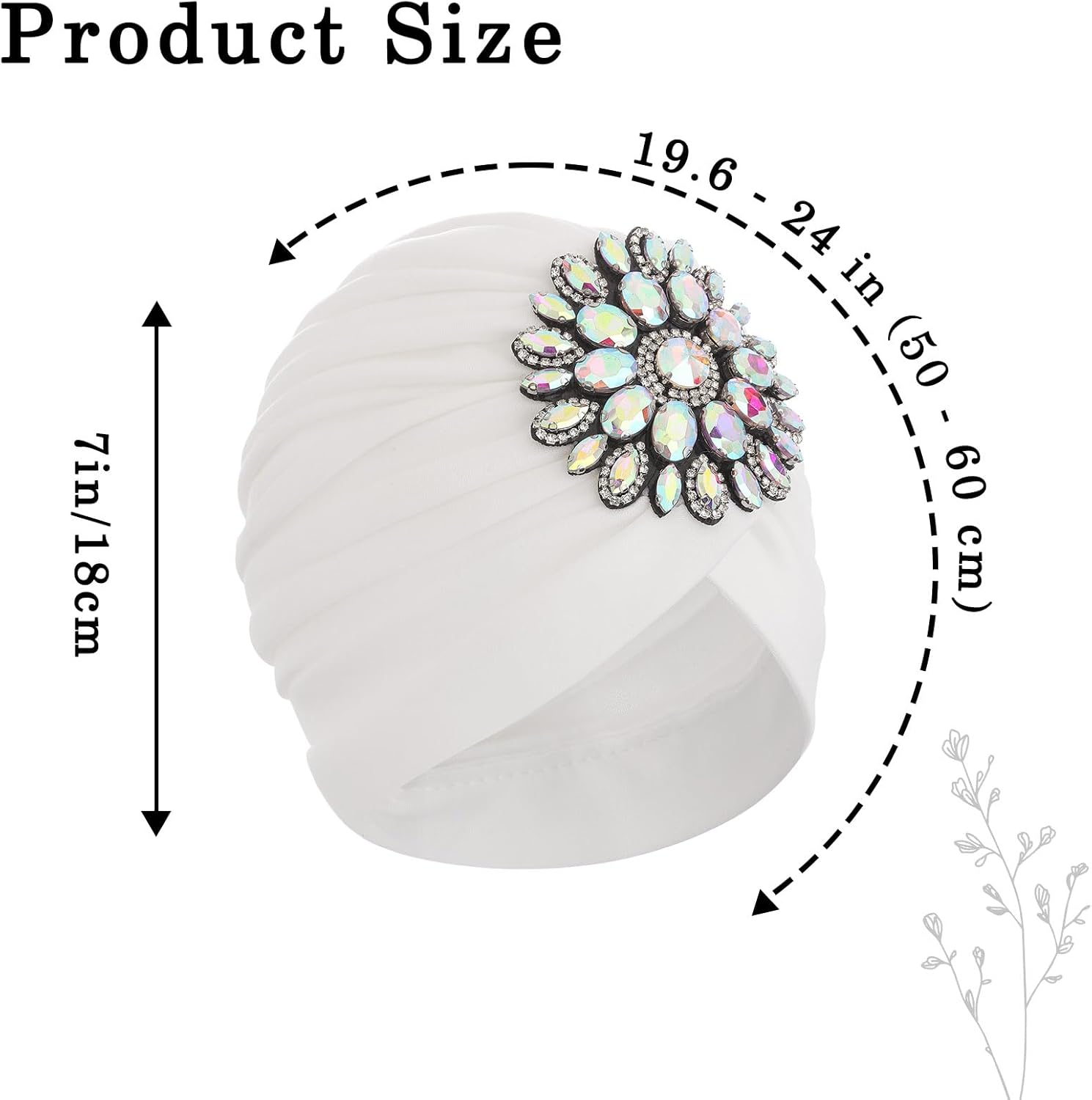 Bohend Rhinestone Turban Hat for Women Stretch Headwarp Pre Tied Head Cover Bonnet Muslim Crysta Pleated Headscarf Hat - Image 5