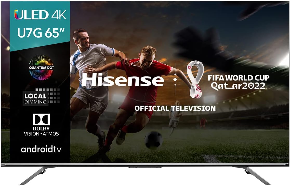 Hisense ULED Premium 65U7G QLED Series 65-inch Android 4K Smart TV with Alexa Compatibility, 1000-nit HDR10+, Dolby Vision & Atmos, 120Hz, HDMI 2.1, Game Mode Pro