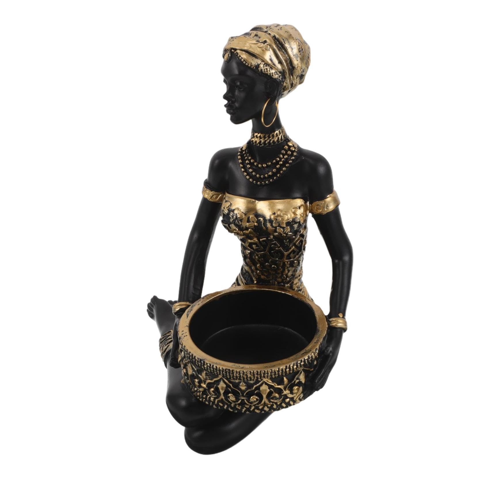 Vassoio Portagioie Donna in Resina, Stile Etnico Vintage Nero