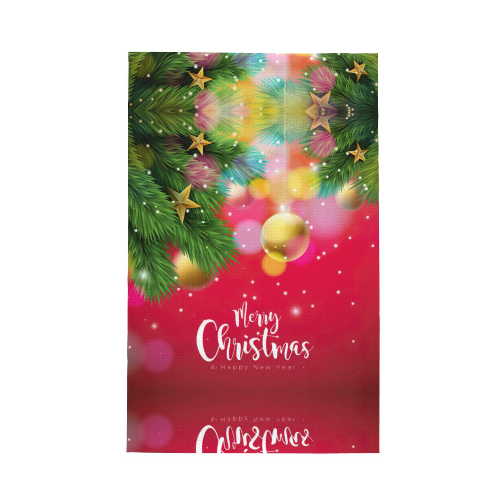 Xxahnbm Black Fantasy Gold Christmas Balls Print Waffle Kitchen Towel,Absorbent Hand Towel