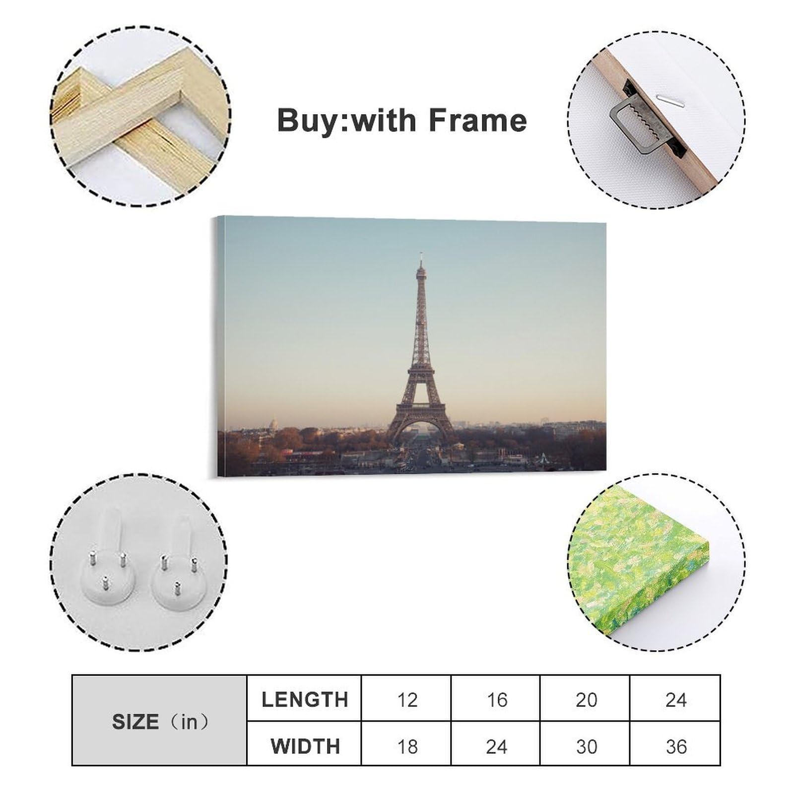 Eiffel Tower Paris Scenic Canvas Poster Modern Poster Decorativo Cuadro Lienzo Cuadro Cuadro para Salón Dormitorio Moderno Mural para Habitaciones Familiares, Impresiones de 40 x 60 cm