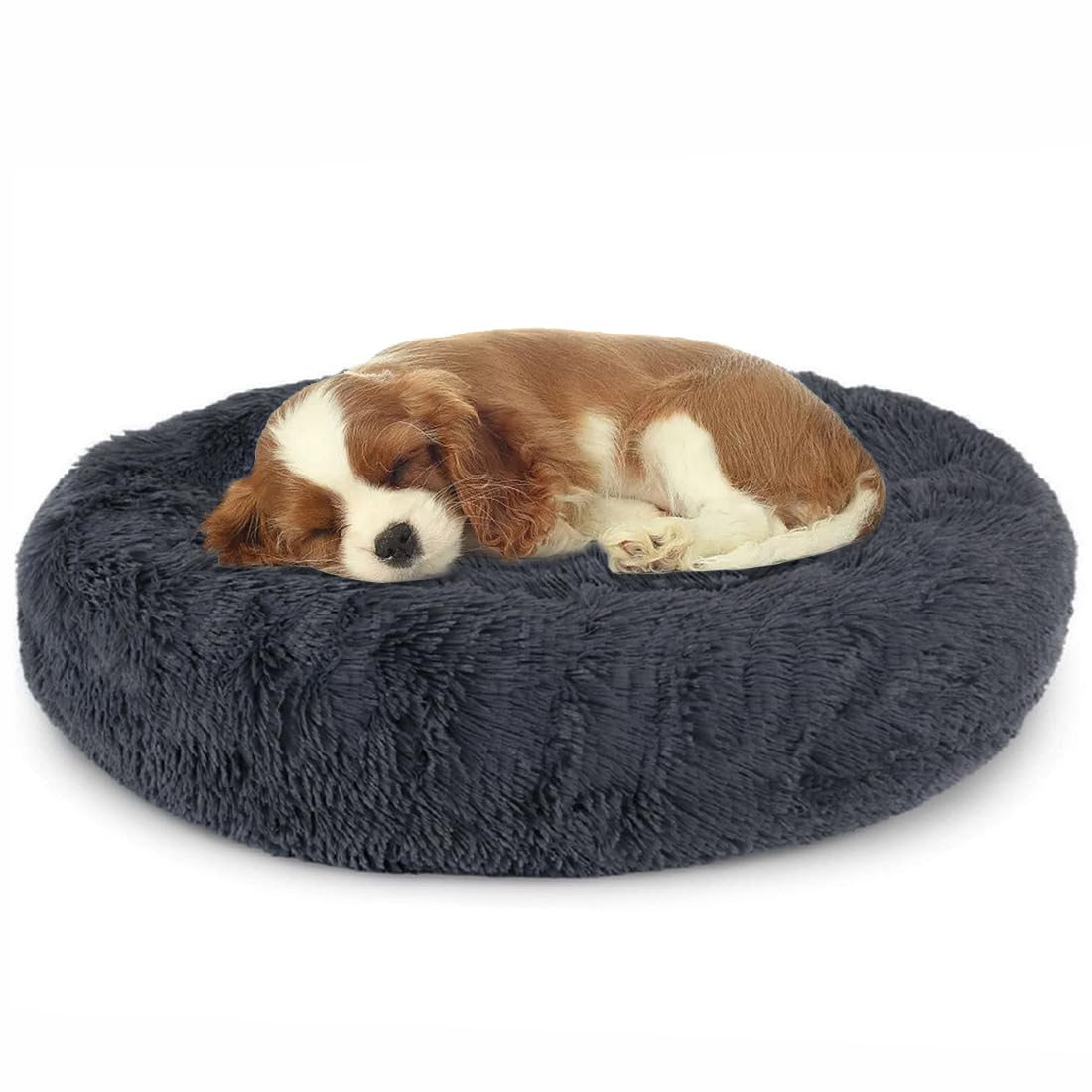 Donut Hundebett Rund, Flauschig – Beruhigendes Schlafnest Für Hunde & Katzen Bis 2,3 Kg, Waschbar, Rutschfest