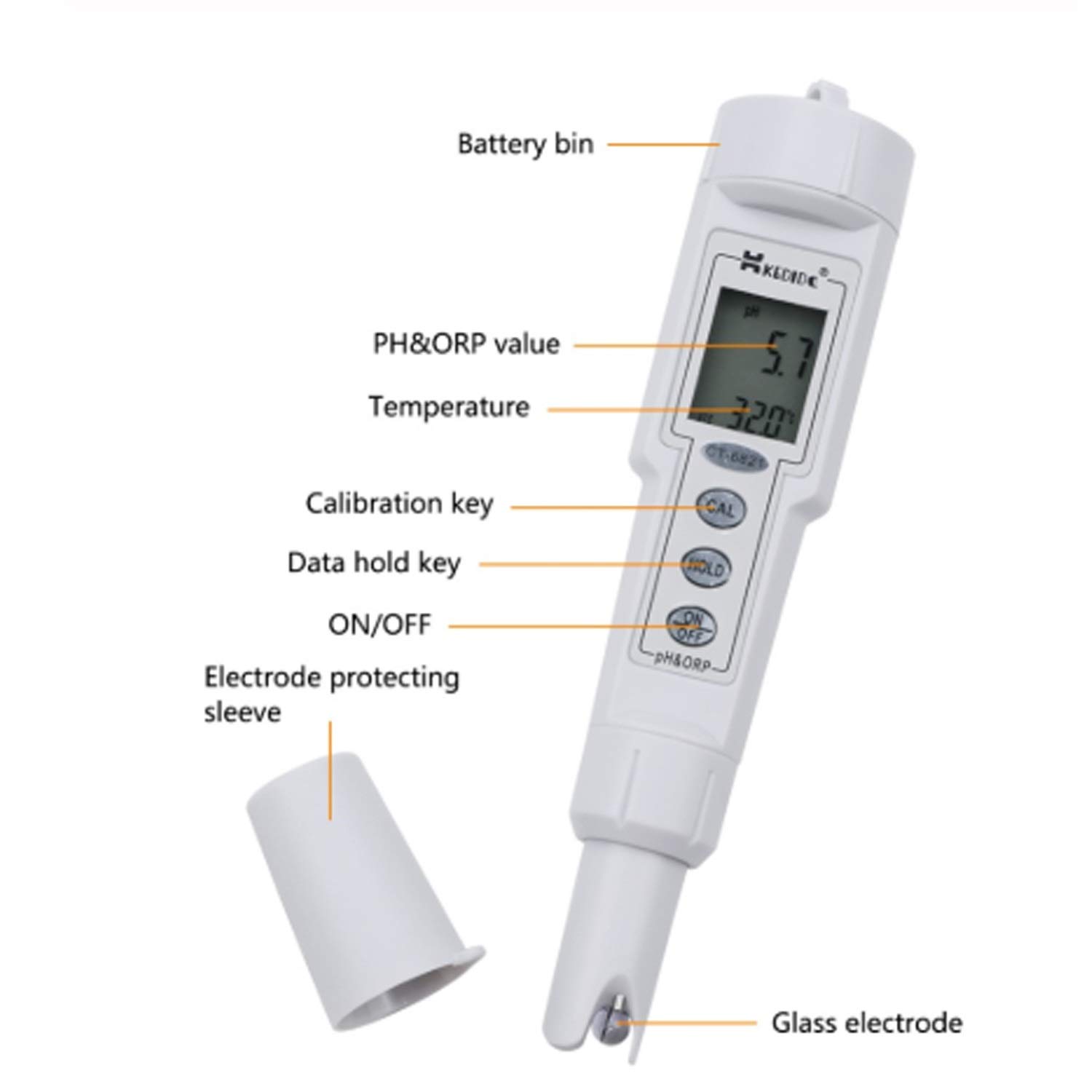 Digital Portable PH impermeabile & ORPMeter 0-14 500mV di ossido-riduzione potenziale CT-6821 ATC Meter controller Per laboratorio