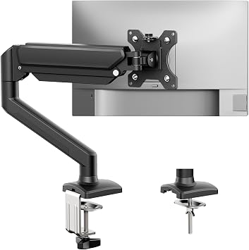 GRIFEMA Gas Spring Monitor Mount for 13-32", Single Monitor Arm | Full Motion 360 Rotate Swivel Tilt, Up to 19.8 Lbs, VESA 75/100mm, Easy Install, Monitor Stand for Home Office Gaming