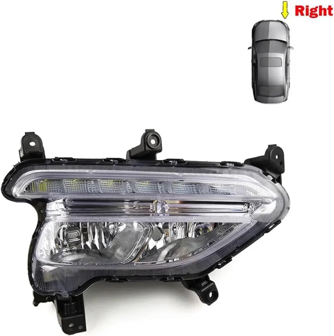 Auto Exterior Accessories Compatible with Hyundai Santa Fe Sport IX45 2016-2018 LED DRL Daytime Running Light Fog Lamp Car Light Assembly