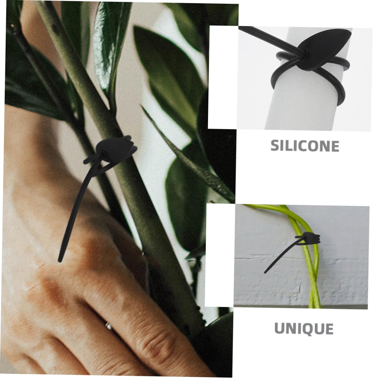Toddmomy 5 Ensembles Attaches Silicone Réutilisables pour Plantes Lot de Liens Décoratifs Forme pour Et Jardin Noir 8 Pièces * 5