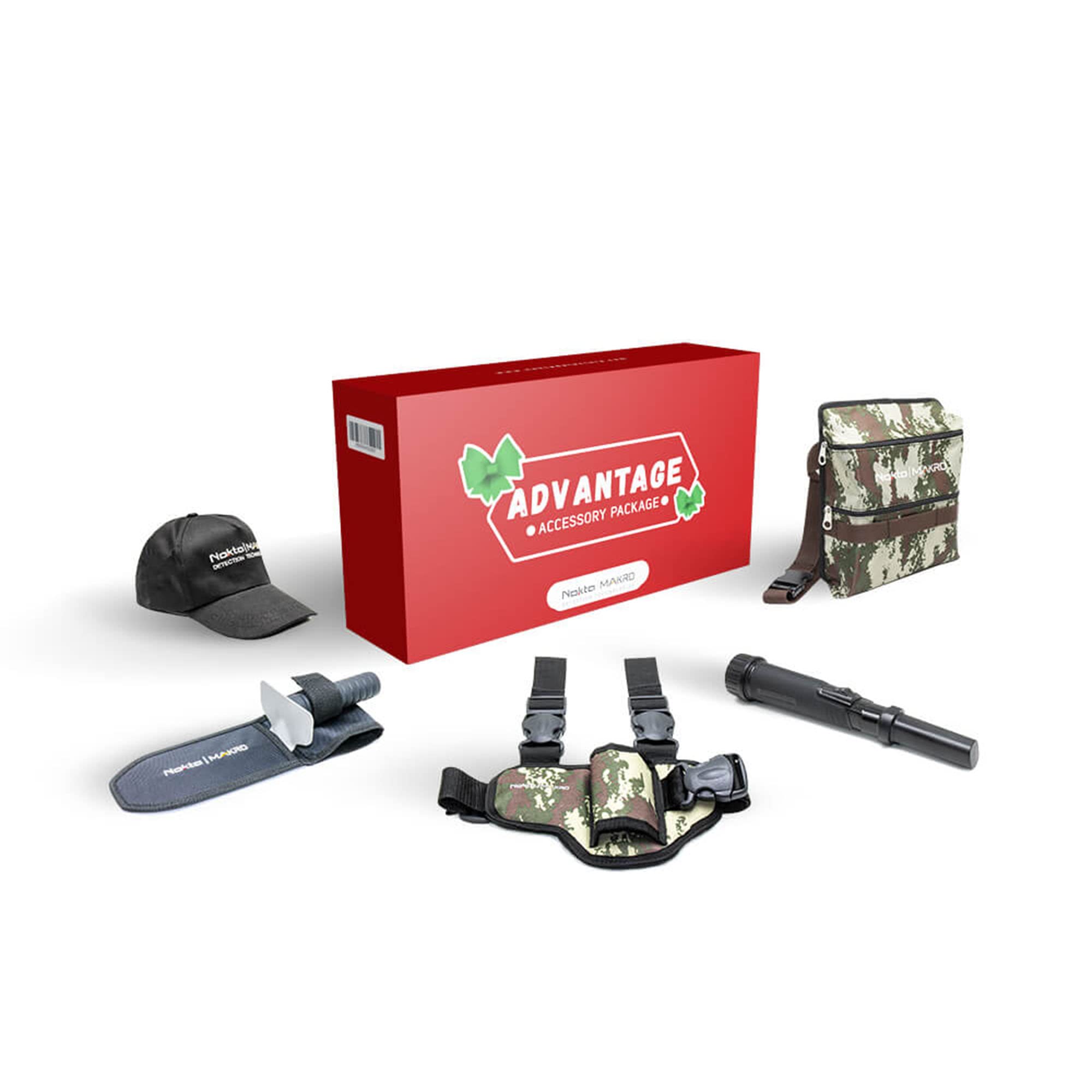 Nokta MakroAdvantage Package - Pulsedive Pinpointer, Premium Stainless Steel Digger, Pinpointer Holster, Finds Pouch, Black Cap