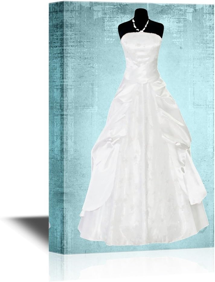 wall26 - Canvas Wall Art - Black Bridal Dress on Vintage Newspaper Background - Gallery Wrap Modern Home Art | Ready to Hang - 12x18 inches