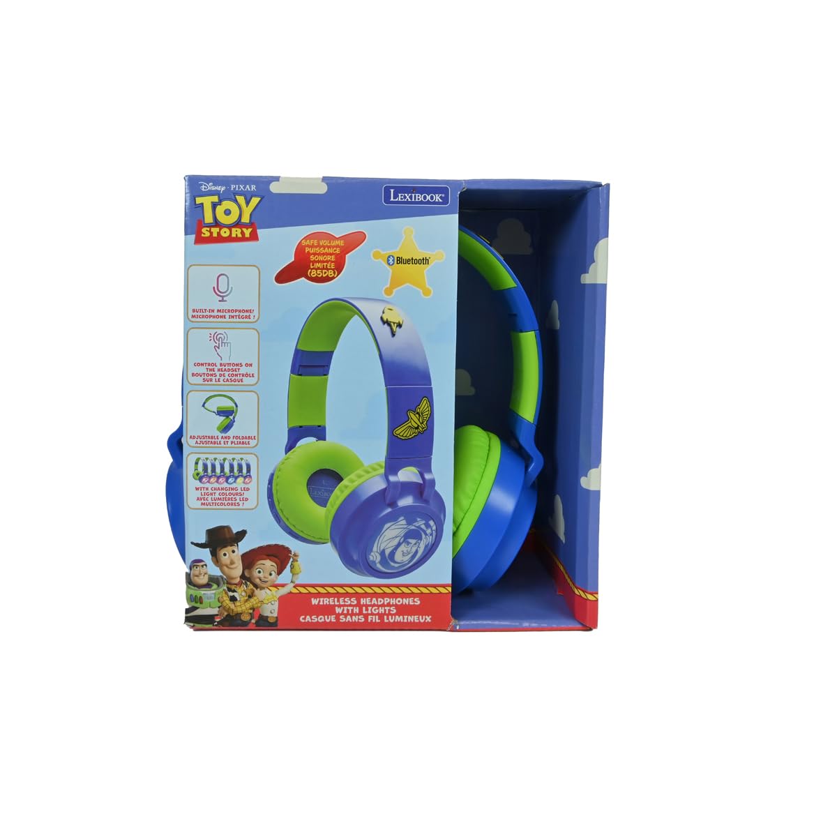 Lexibook, Toy Story Casque Bluetooth, HPBT015TS | 2-en-1 Bluetooth et filaire, design 3D, volume limité, Bleu