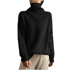 Womens Oversized Turtleneck Pullover Sweater Casual Loose Trendy Long Sleeve Solid Chunky Knit Jumper Tops Blouses