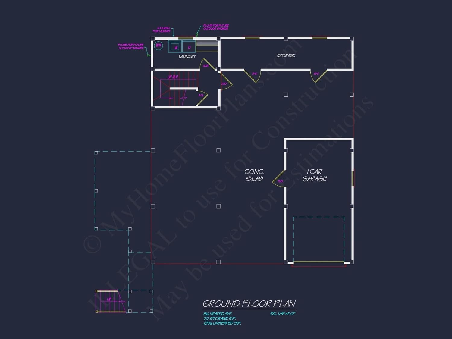 17-1505 House Plan - Coastal House Plan - 3-Bed, 2-Bath, 2400 SF