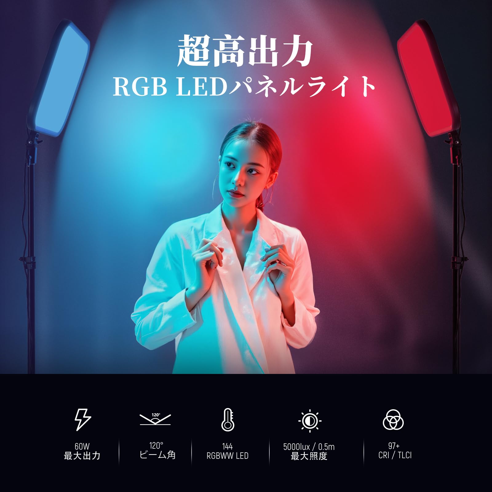 Amazon | NEEWER RGB168 RGBビデオライト 60W高出力 撮影ライト 360