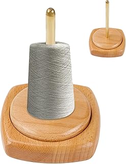 木製の糸ホルダー,回転式ラックスピナー,木製の携帯用糸巻きホルダーに滑らかなベアリングを内蔵 - 女性 初心者 編み物 かぎ針編み クラフト 刺繍 愛好家 用 手芸 道具