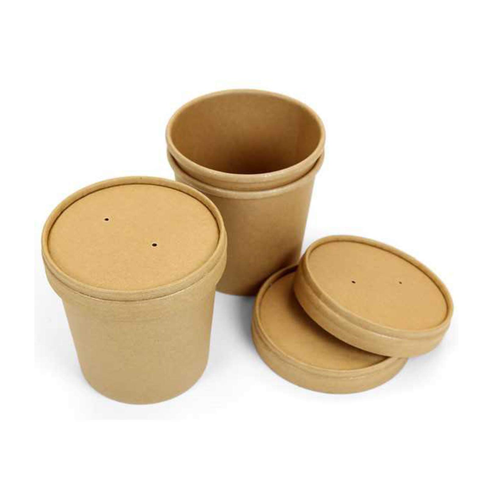 Buy 50 x Kraft Disposable Soup Ice Cream Container Round Deli Food Lids
