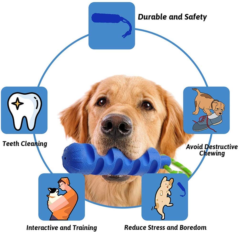 MU - Giocattoli da masticare per cani, resistenti e interattivi, in gomma naturale, per la pulizia dei denti di taglia piccola, media, grande, grande