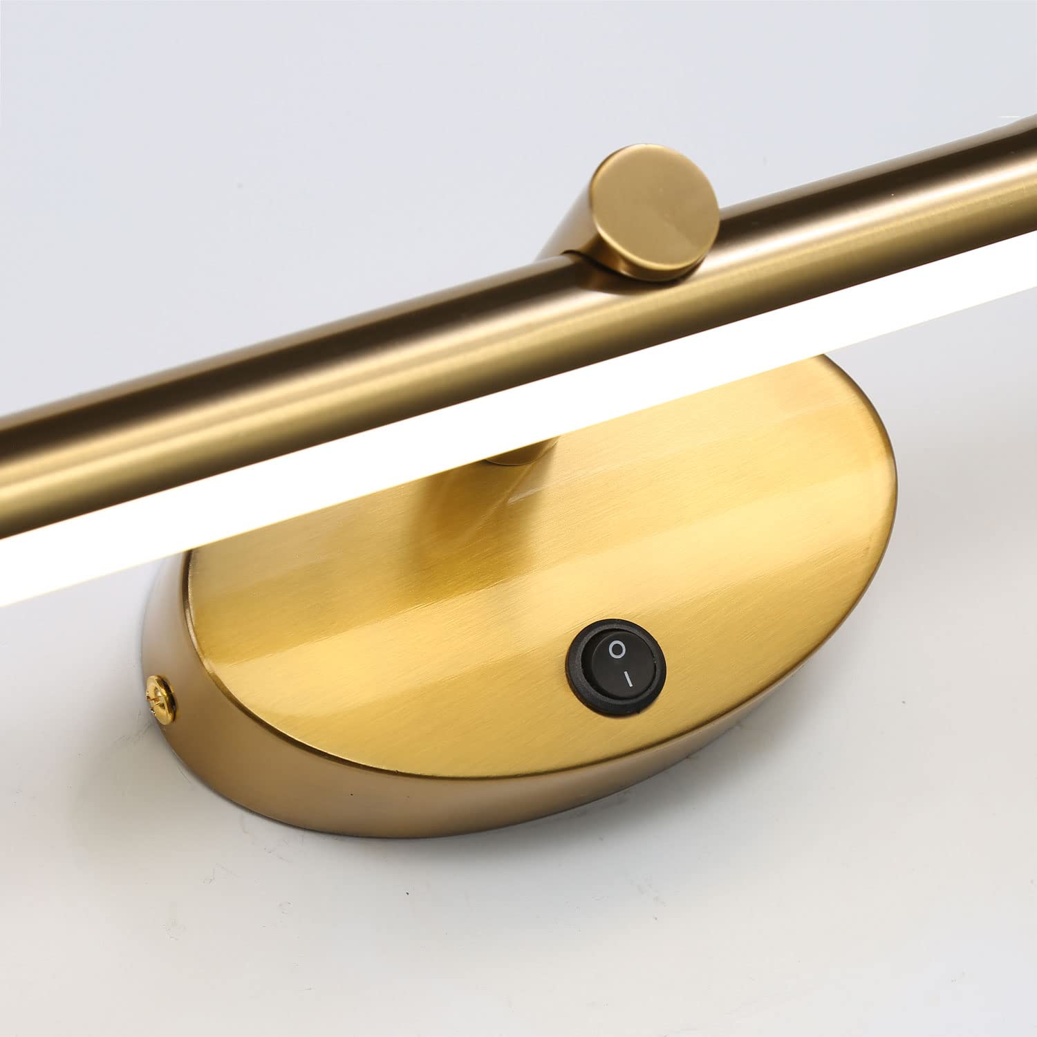 46CM Modern Spiegelleuchte Bad mit Schalter 8W - LED Wandlampe Waschtisch Wandleuchte Spiegelleuchten Badezimmer Spiegel Nachttisch Leselampen Bilderleuchte Lampe über Spiegel，Warmweiß Gold
