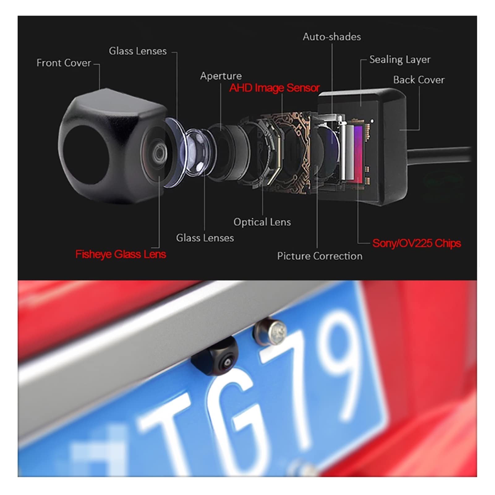 HD 1920 * 1080 7 Pouce IPS Filtrer Ahd Moniteur de stationnement avec AHD 1080P Caméra de Sauvegarde à Vue arrière de la lentille Fisheye pour Voiture Camion Camping-Car (Color : Monitor with Camera
