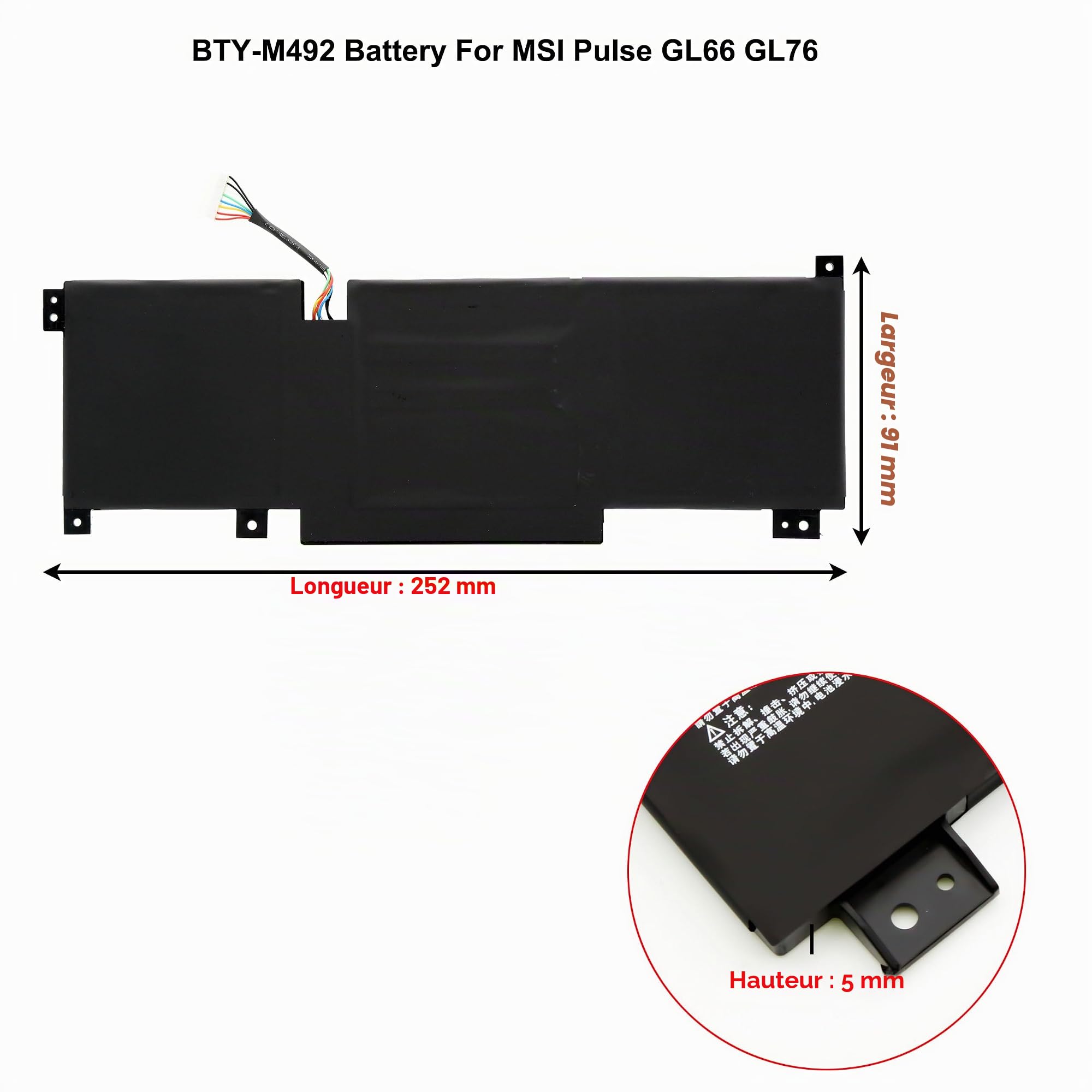 BLESYS BTY-M492 Batterie pour MSI Pulse GL66 GL76 ;Katana GF66 GF76 ;Sword 15 A11U WF66 WF76 ;Crosshair 15 17 A11UCK A11UDK A11UEK 53,5Wh