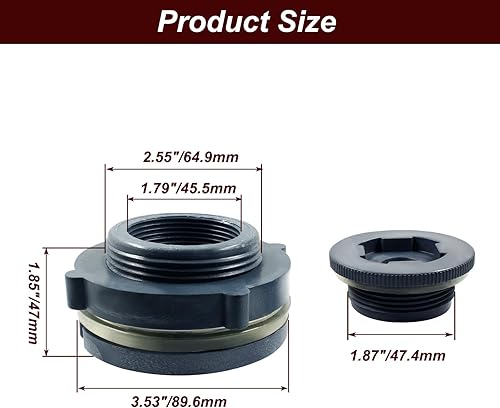 Vista 58 de 1 unidad NPT1 1/2 PVC Bulkhead Fitting, conector de tanque de agua de plástico de 1 1/2 pulgadas, accesorios de tubería roscados a granel para 1